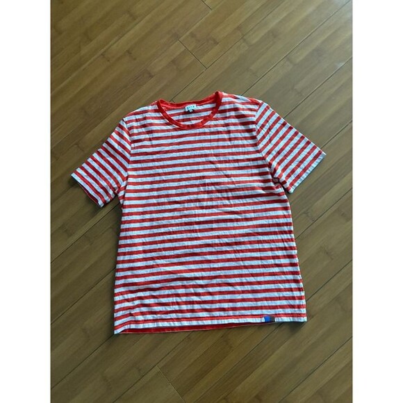 Kule Orange White Cotton Striped Tee Women's Small - Picture 1 of 3